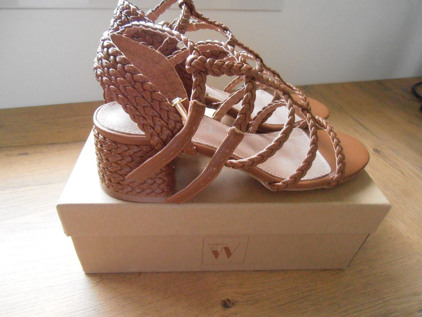 Claudia camel braided heeled sandals