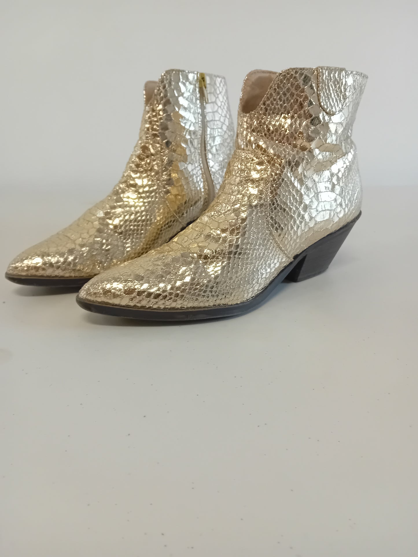 Caroline gold snake effect cowboy boots