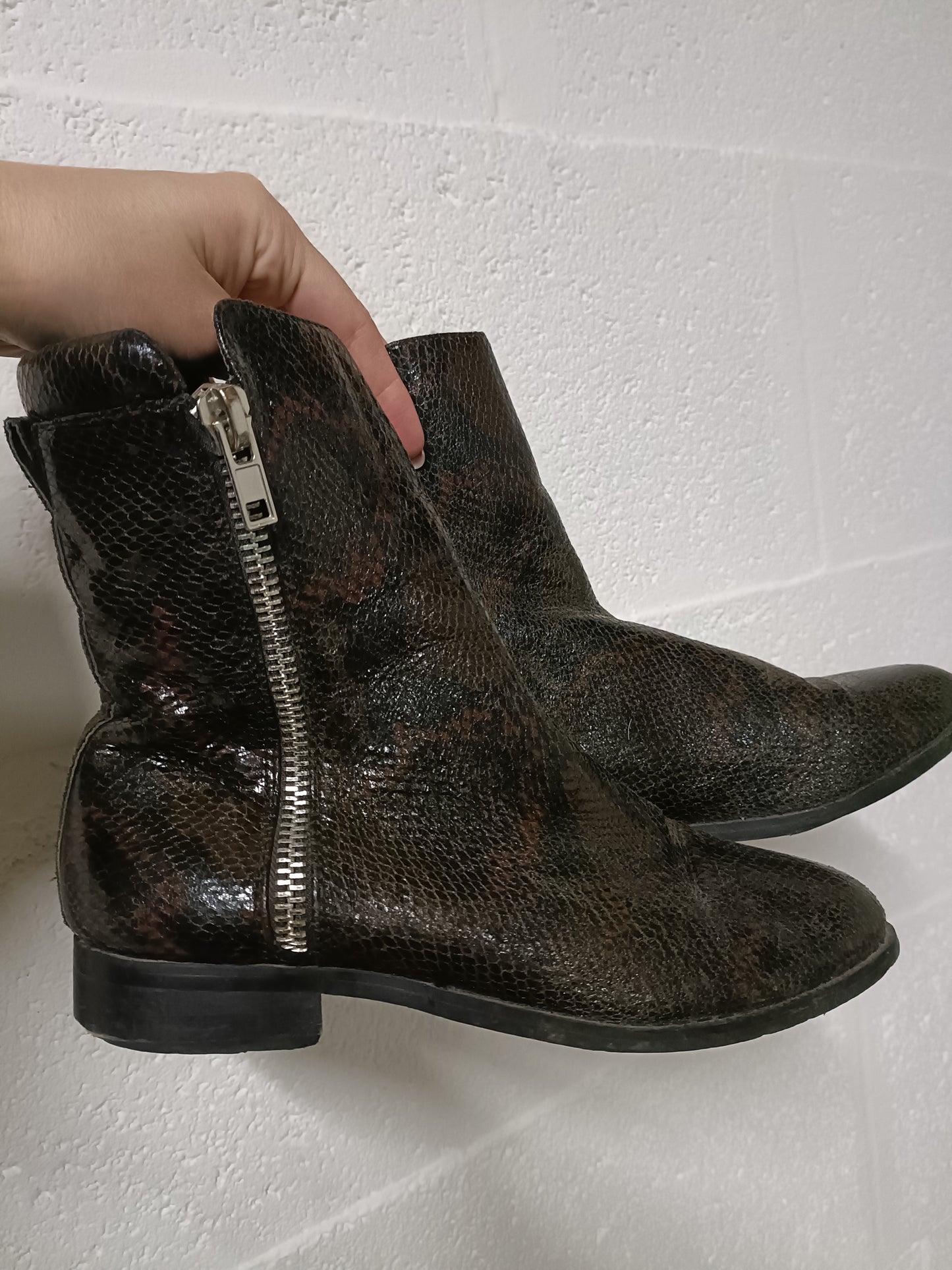 Black & brown ankle boots