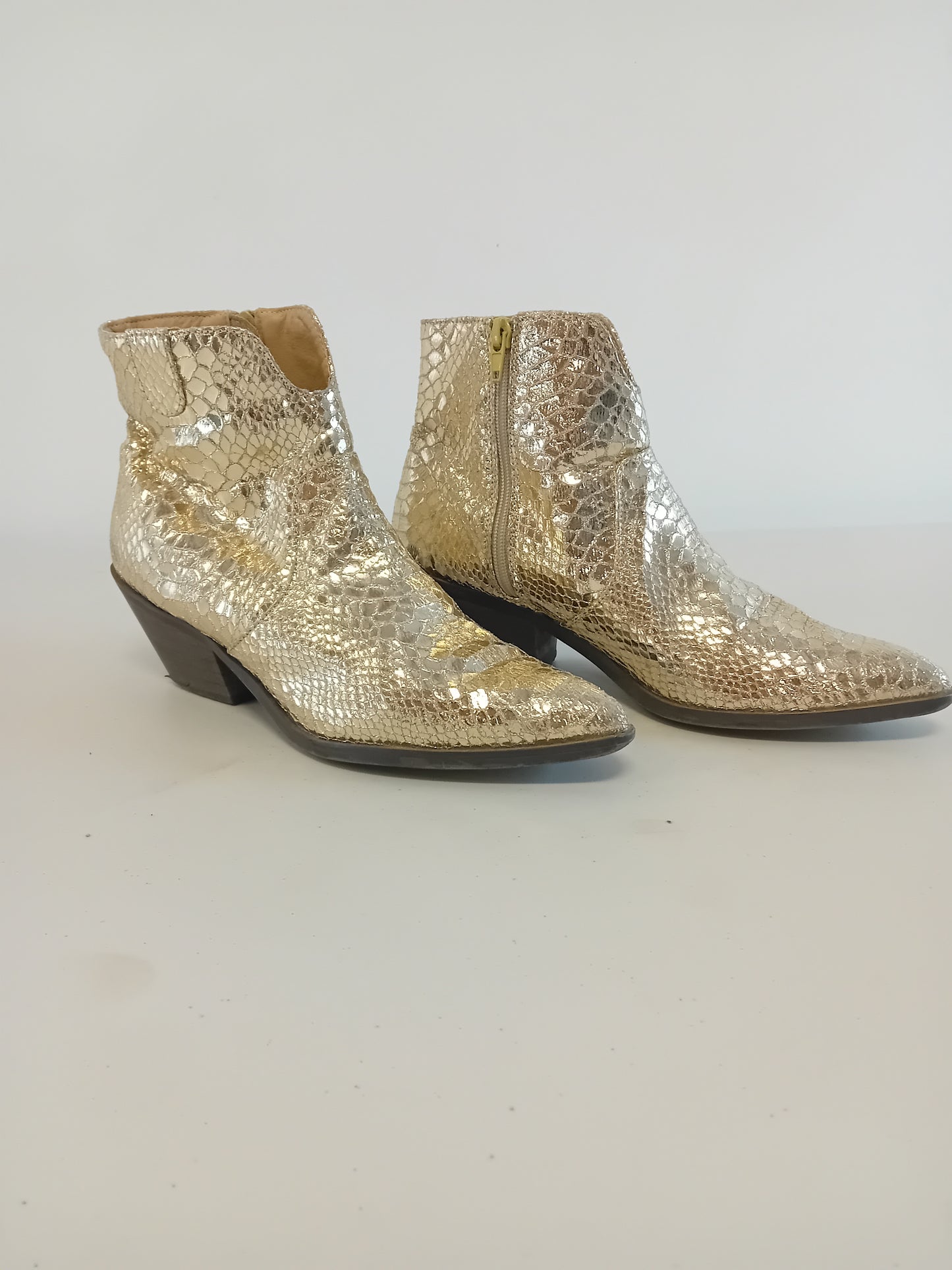 Caroline gold snake effect cowboy boots