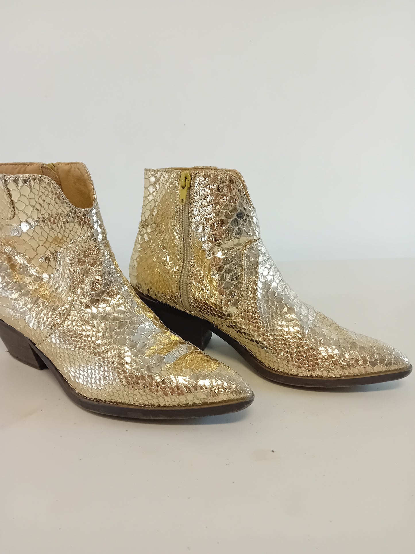 Caroline gold snake effect cowboy boots