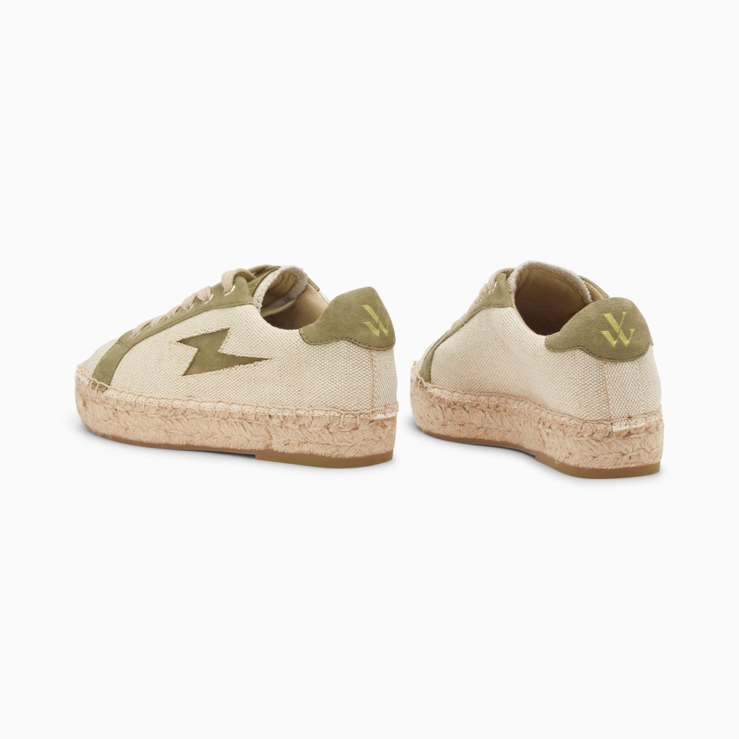 Baskets à éclair kaki Vanessa Wu femme beige à lacets à semelle espadrille