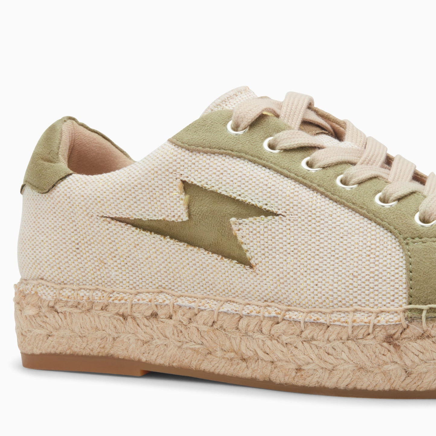 Baskets à éclair kaki Vanessa Wu femme beige à lacets à semelle espadrille