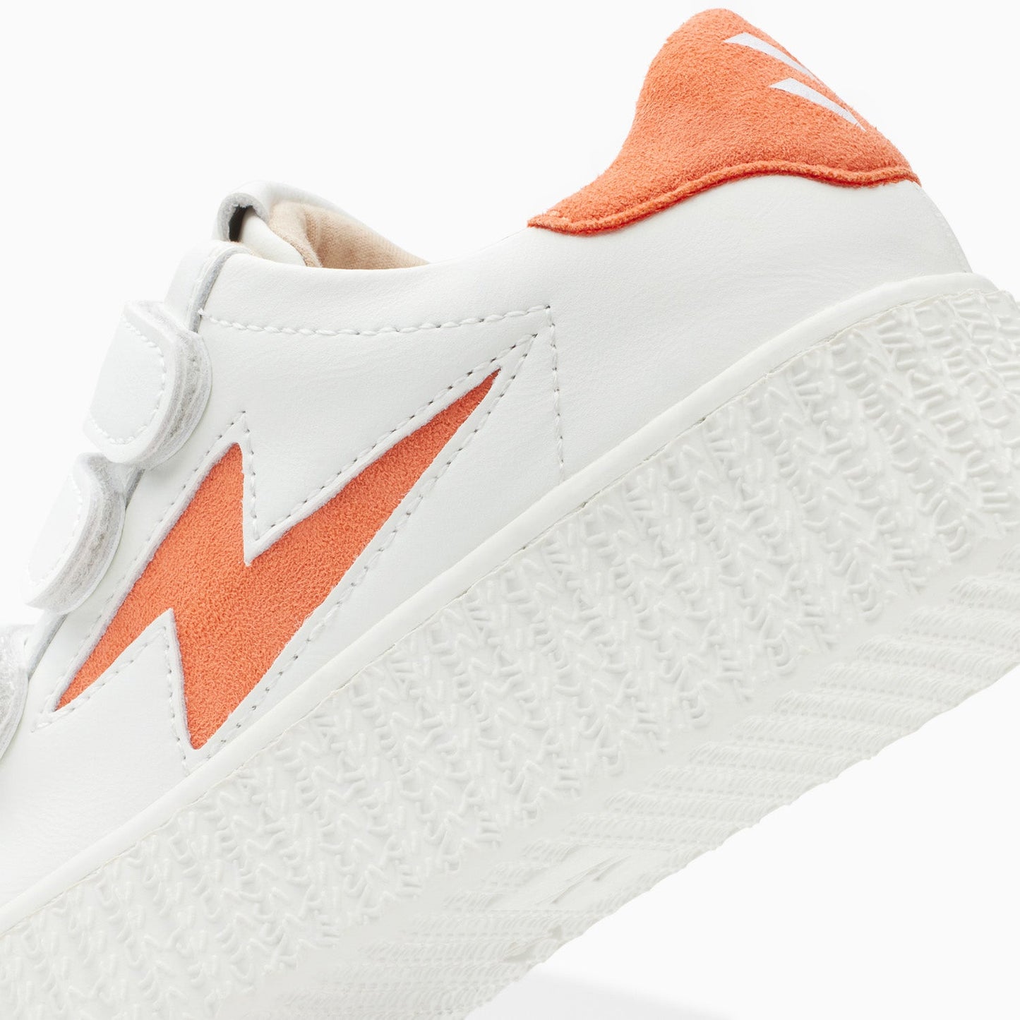 Sneakers éclair à scratchs enfant blanc et orange avec semelle creepers Vanessa Wu