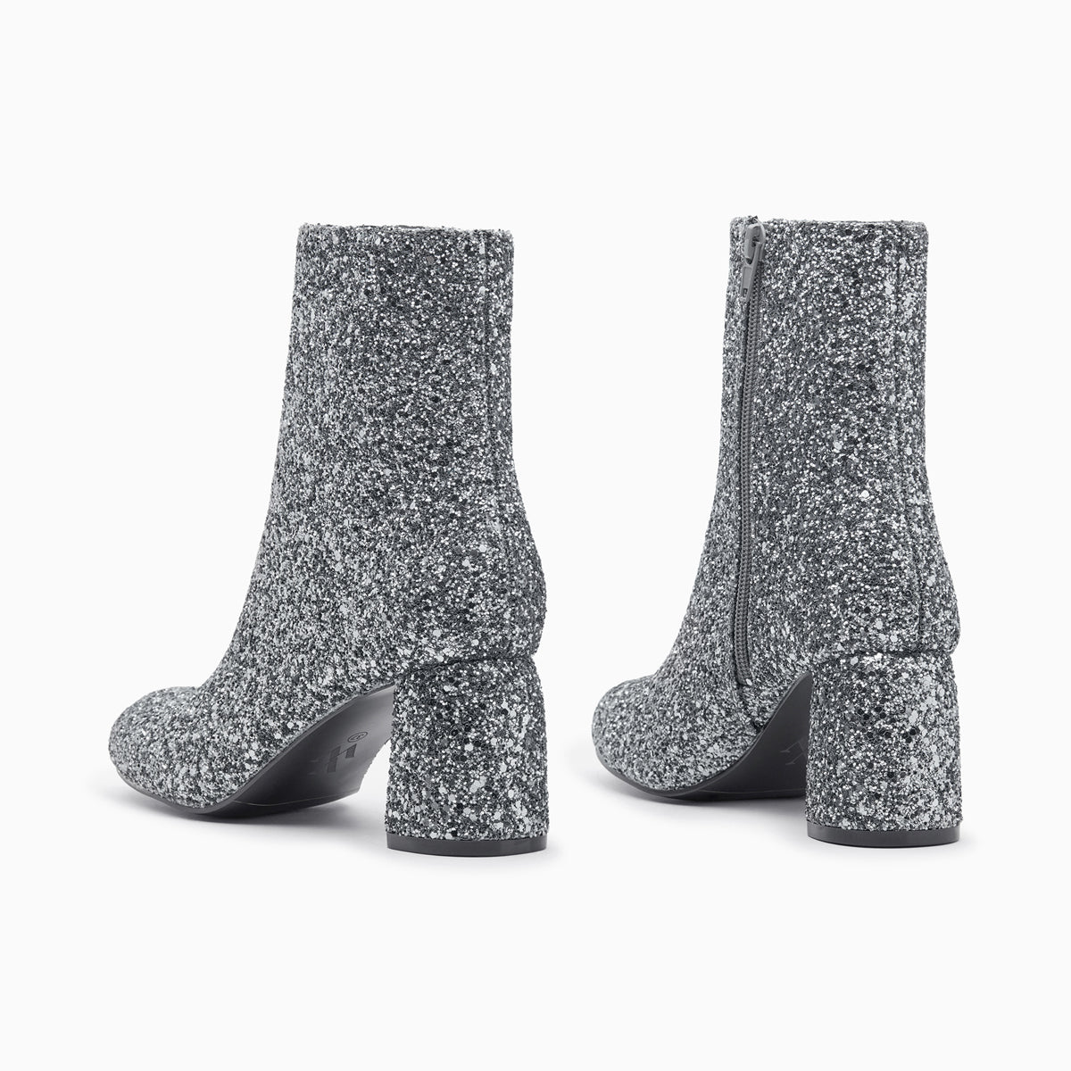 Bottines Vanessa Wu à paillettes argentées et à talon cube pailleté femme