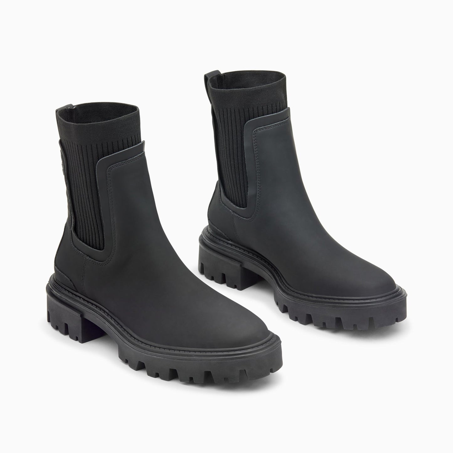 Bottines de pluie femme en similicuir noir avec tige chaussette Vanessa Wu et semelle crantée