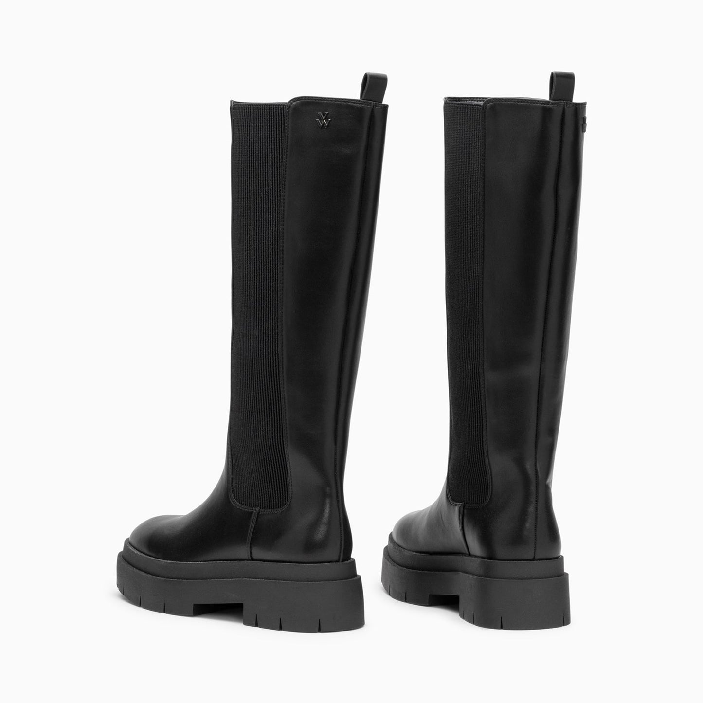 Bottes femme en similicuir noir à élastiques et bout rond avec semelle crantée Vanessa Wu