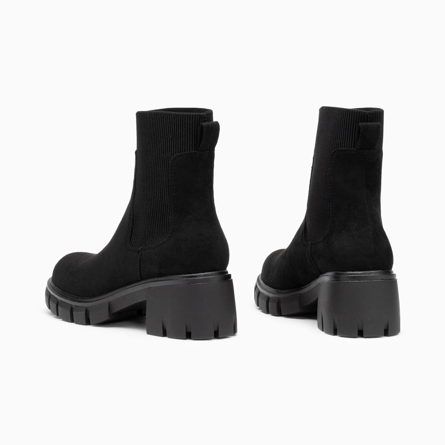 Bottines Chelsea chaussettes en suédine noire femme Vanessa Wu à talon oversize cranté