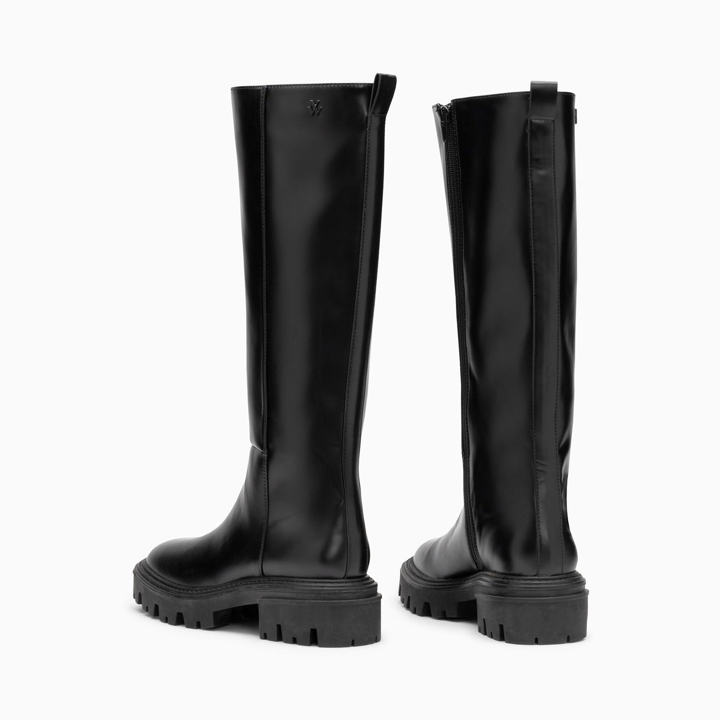 Bottes de pluie similicuir femme à semelle épaisse crantée noire à fermture éclair Vanessa Wu