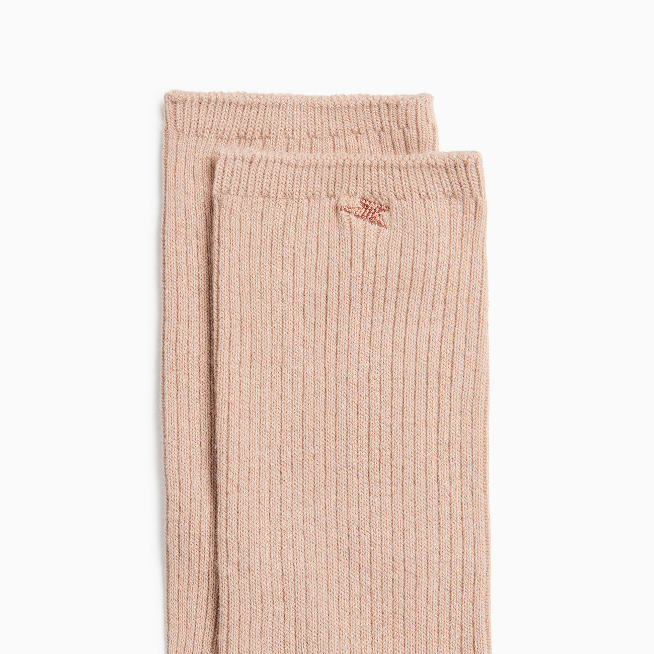 Chaussettes Vanessa Wu hautes taupe clair à côtés avec éclair brodé rouge marron femme