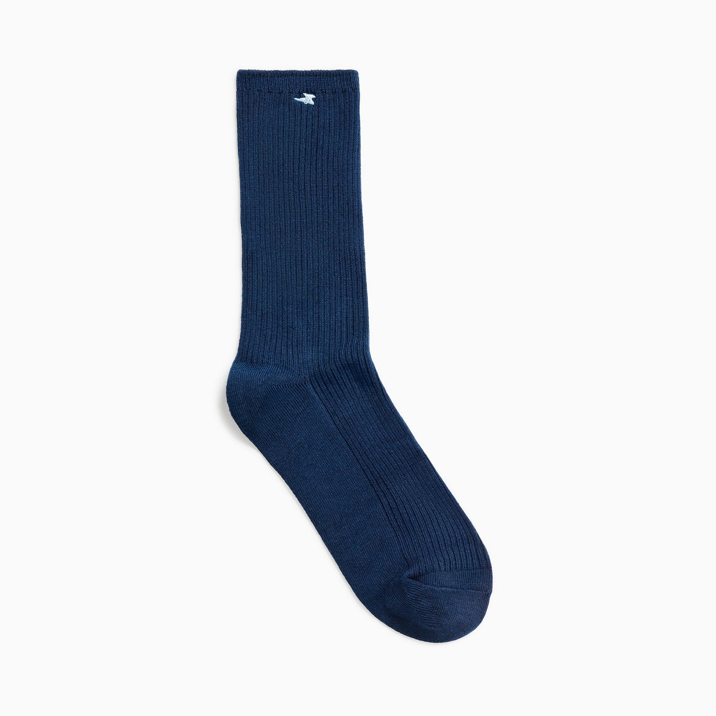 Chaussettes hautes bleu marine côtelées avec broderie éclair bleu glacier Vanessa Wu en coton femme