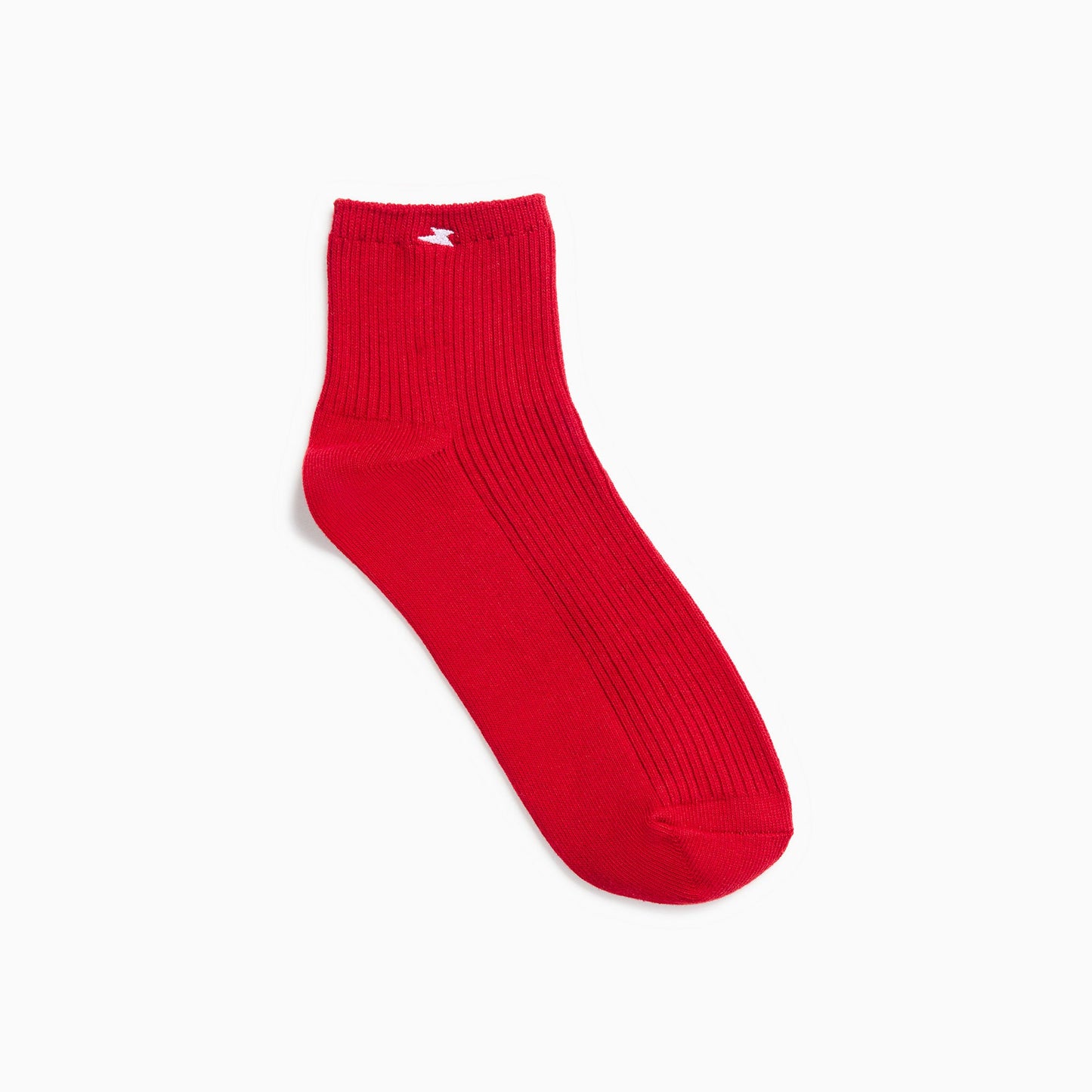 Chaussettes basses rouge avec éclair brodé blanc femme en coton Vanessa Wu