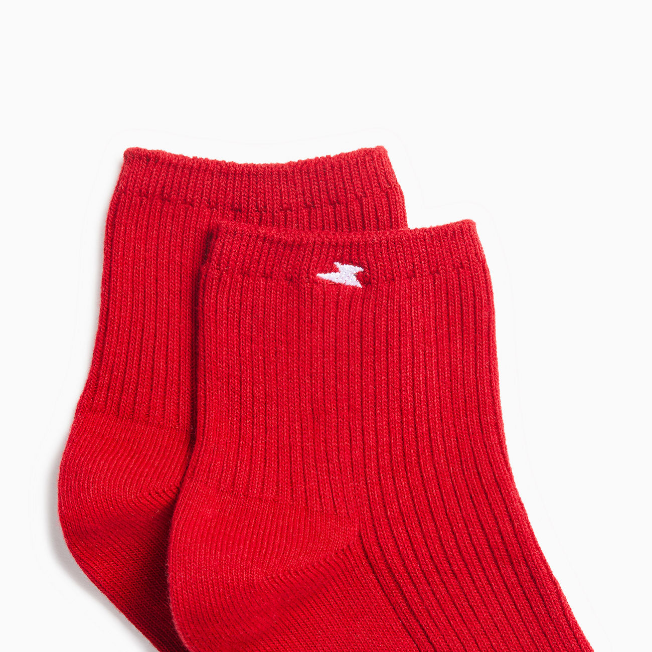 Chaussettes basses rouge avec éclair brodé blanc femme en coton Vanessa Wu