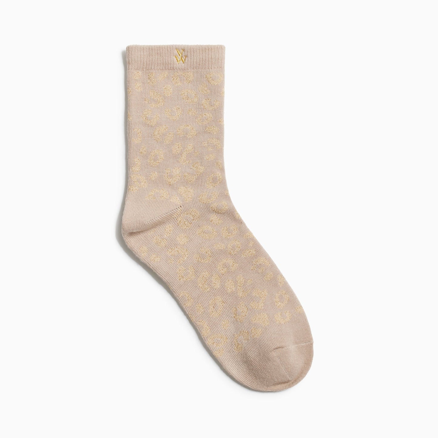 Chaussettes montantes Vanessa Wu femme beiges à imprimé léopard en coton avec logo beige brodé