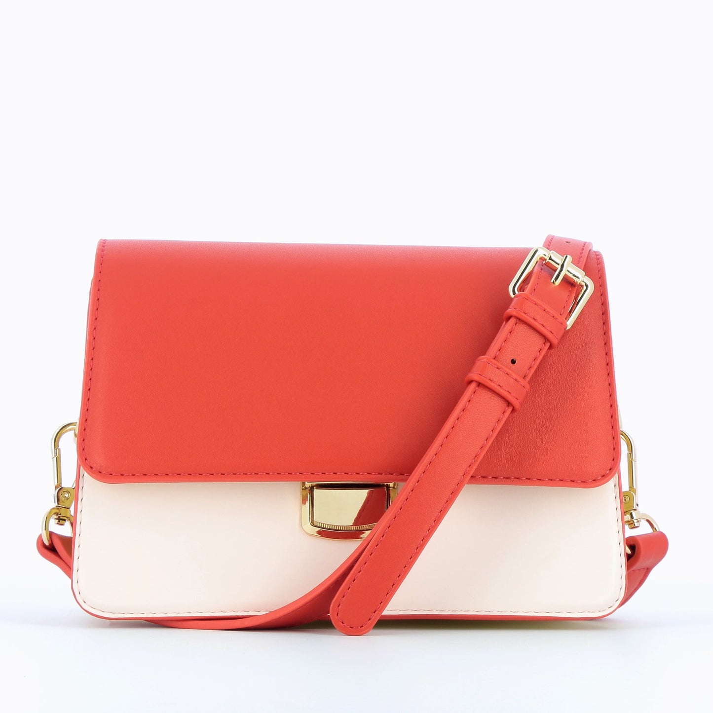 Petit sac rigide à main bandoulière similicuir rouge, jaune et rose pastel femme Vanessa Wu