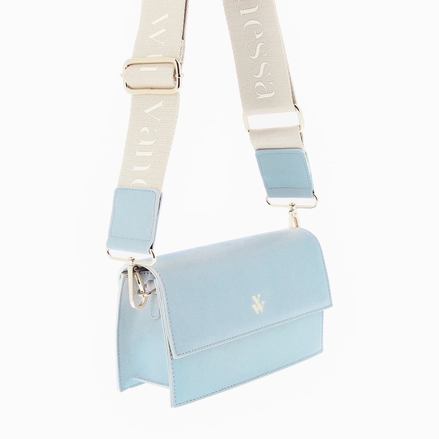 Small blue Lia bag with flap