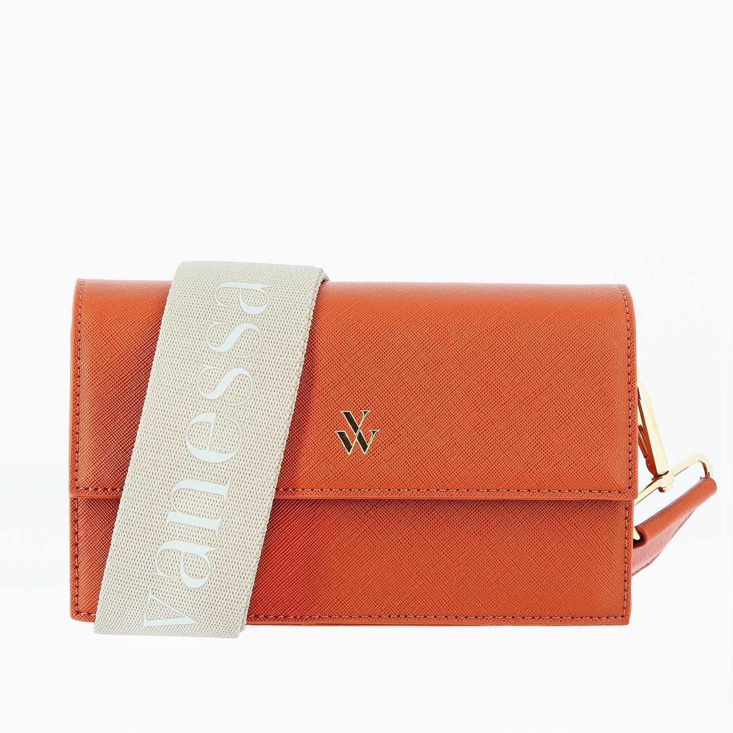 Small orange Lia bag with flap