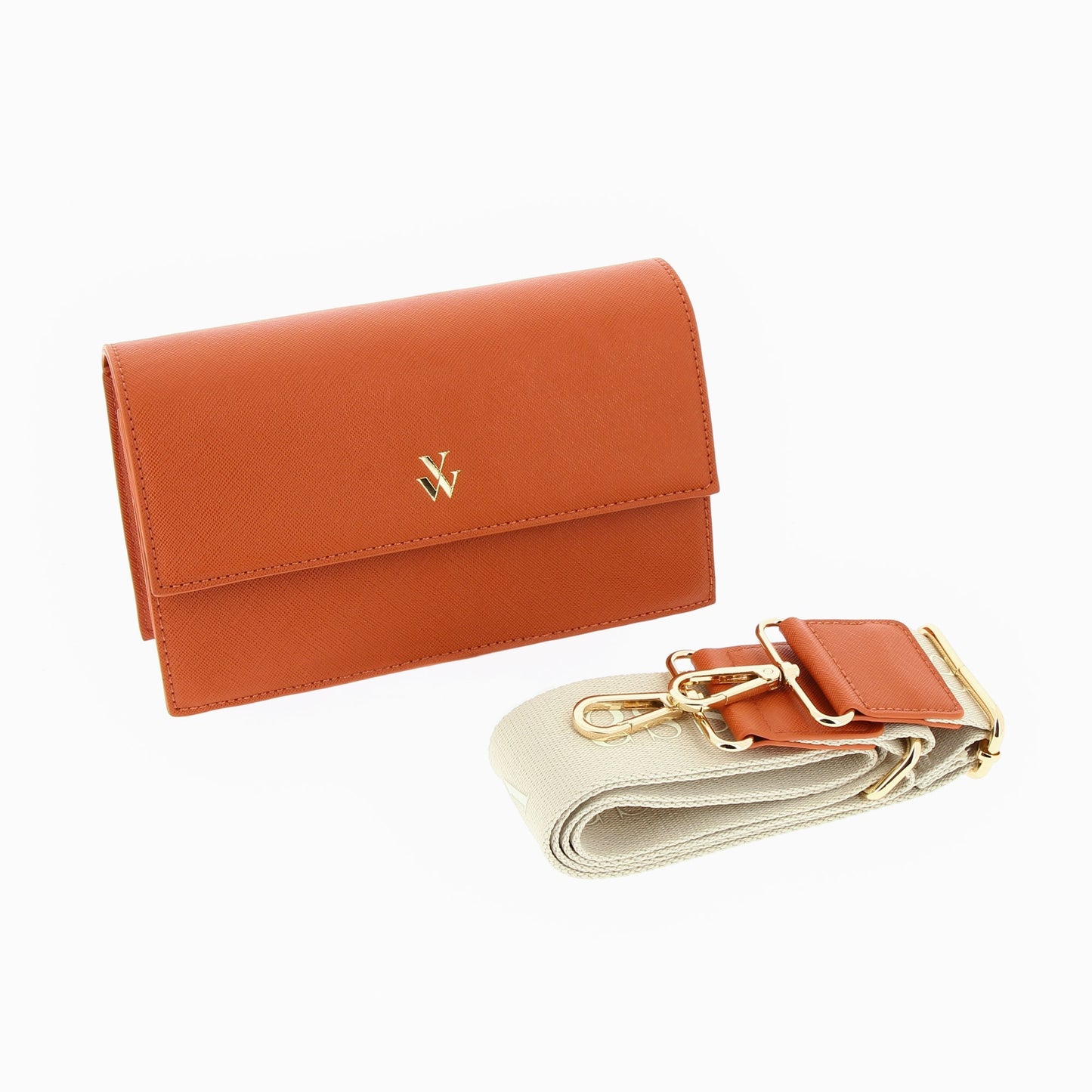 Small orange Lia bag with flap