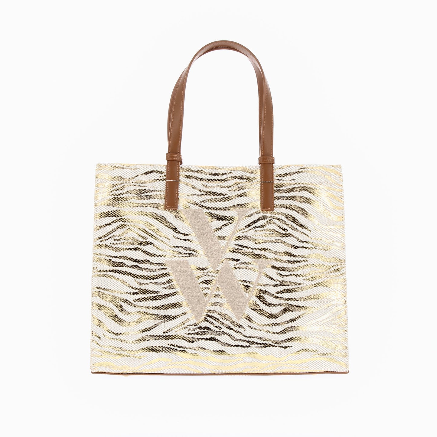 Sac cabas monogramme Emilia zébré or