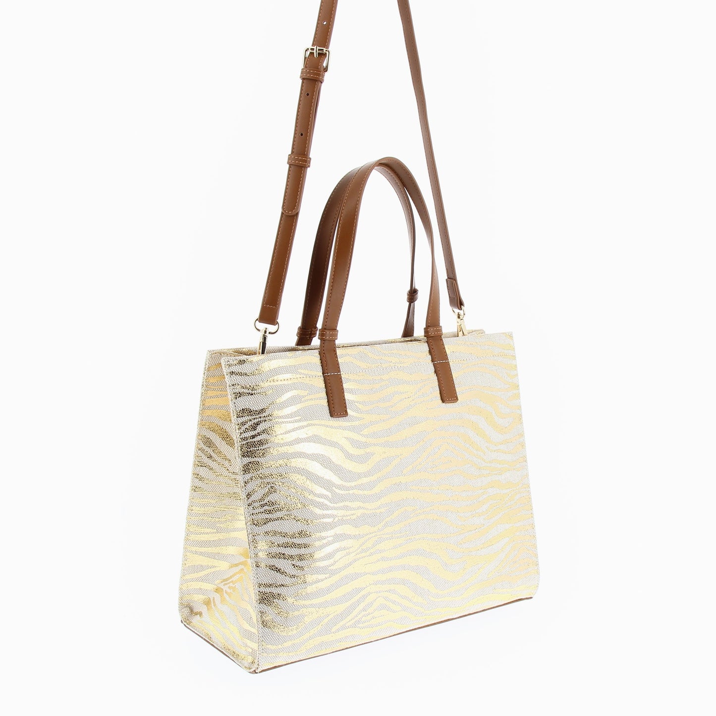 Gold zebra Emilia monogram tote bag