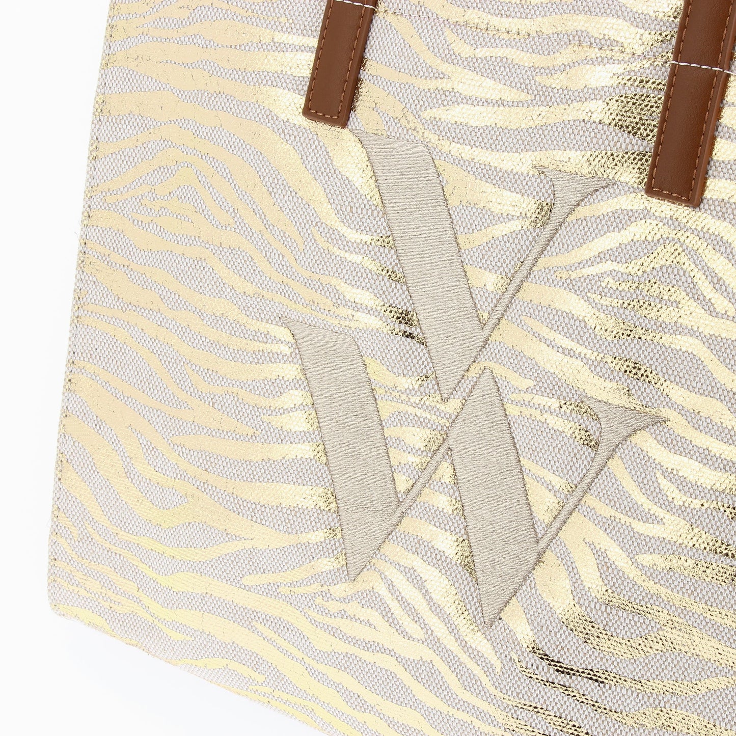 Gold zebra Emilia monogram tote bag