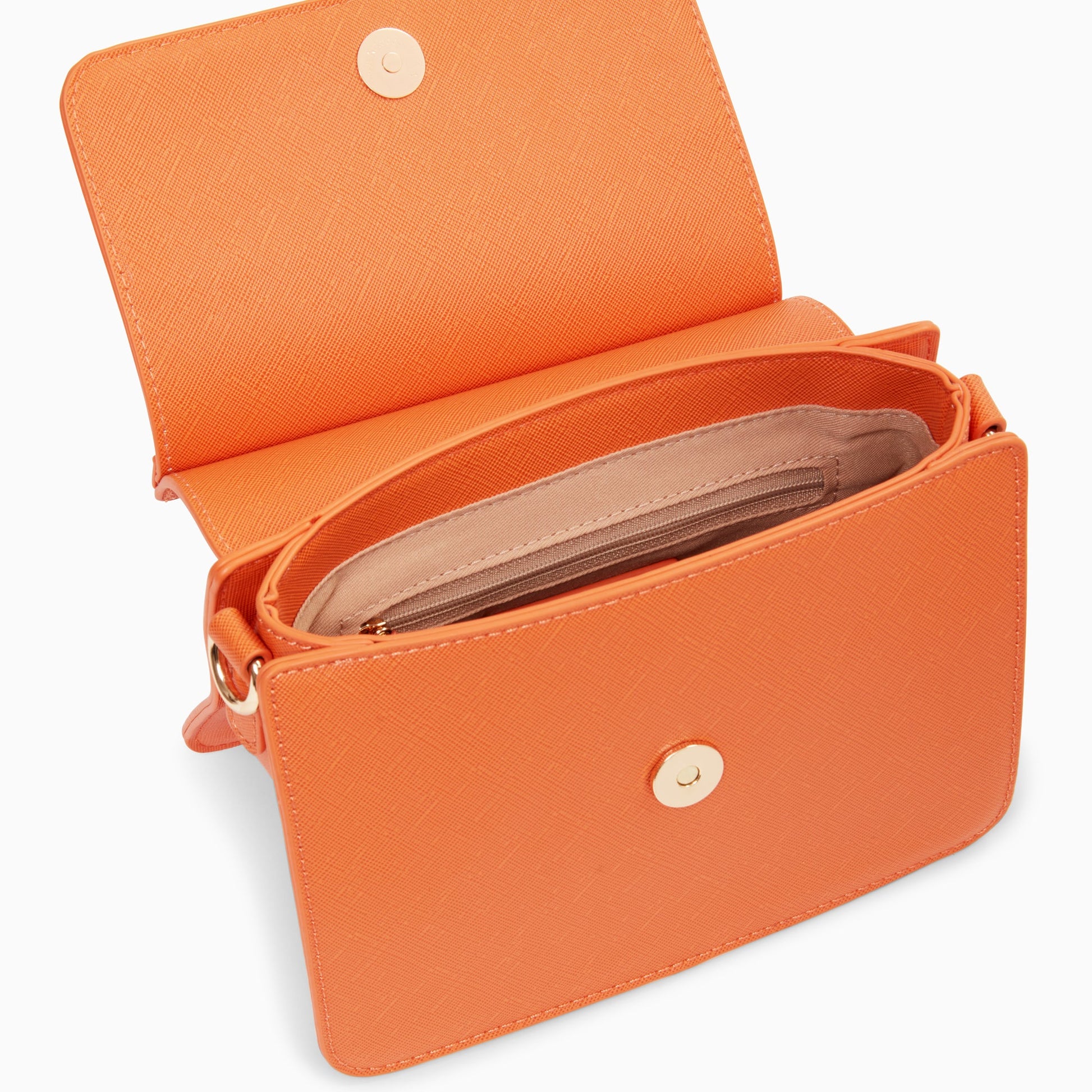 Mini sac trapèze femme à bandoulière large orange texturé