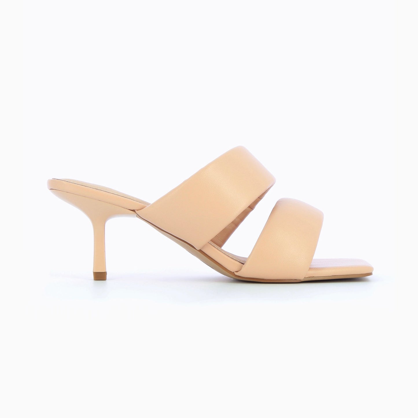 Mules rose pale talon kitten heel 90s à brides rembourrées femme Vanessa Wu bout carré