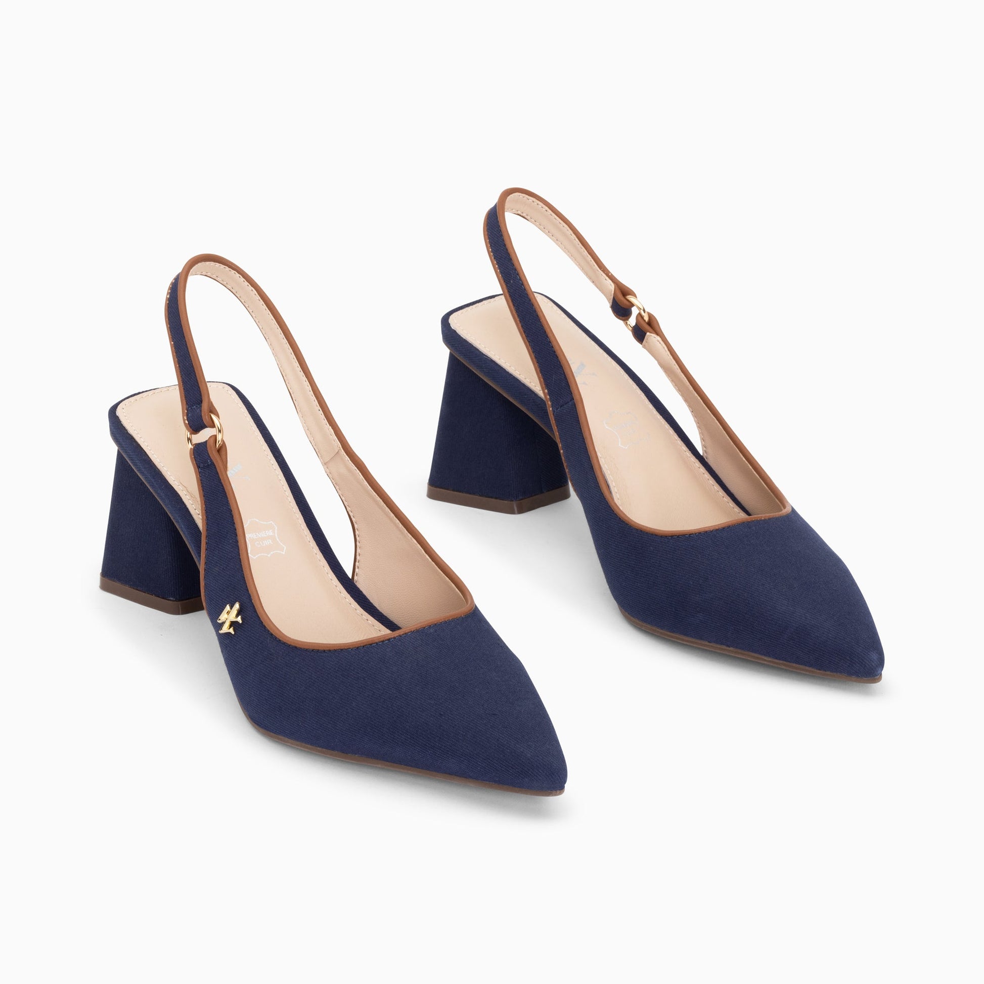 Escarpins à bout pointu femme slingback Vanessa Wu bleu marine