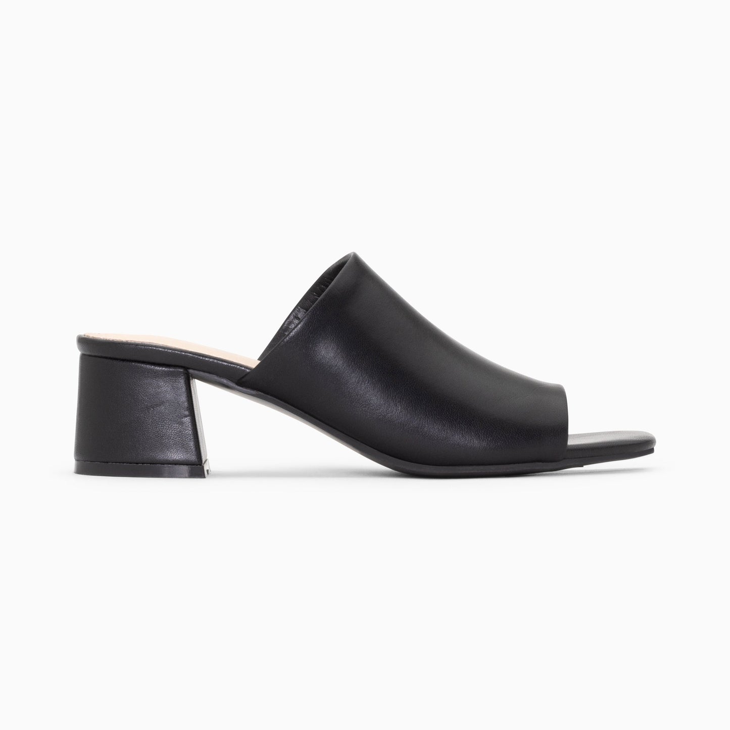 Mules femme peep-toe à talon bloc noies à bout carré