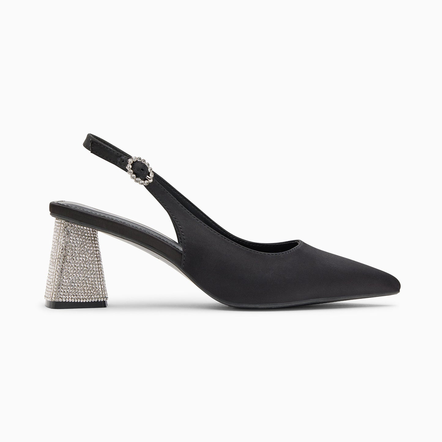 Escarpins femme slingback noir à bout pointu et talon orné de trass argenté Vanessa Wu