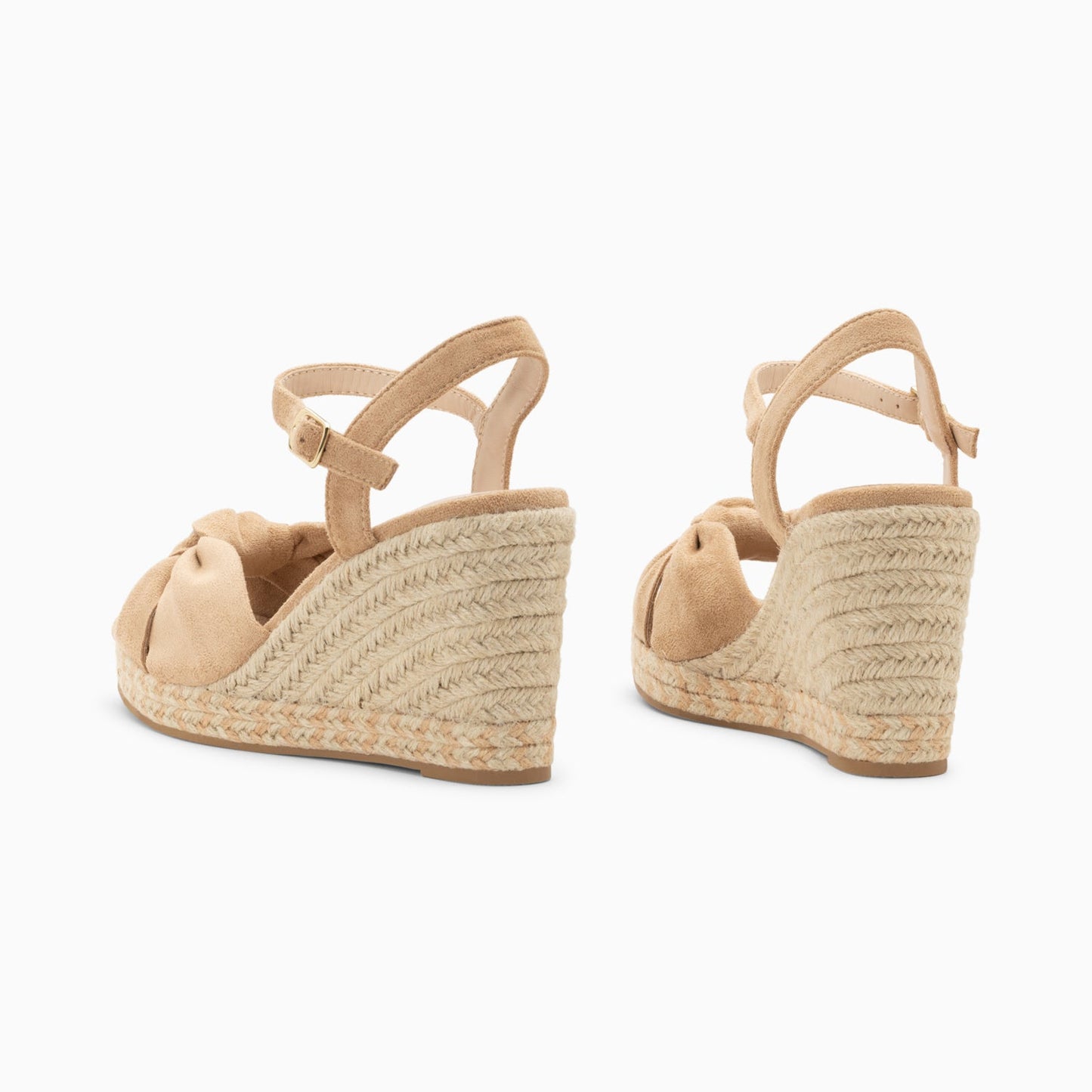 Sandales Vanessa Wu femme peep-toe et compensées avec noeud beige