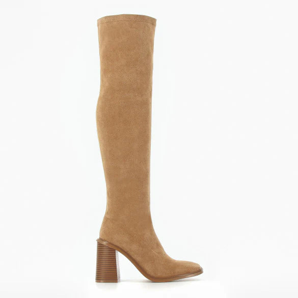 Rita camel boots with trapeze heel